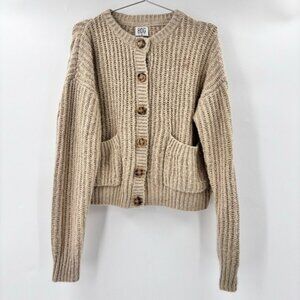 BDG Button Front Knit Cardigan Tan Size Medium